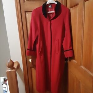JAD Vintage Red Wool Lined Ankle Length Coat